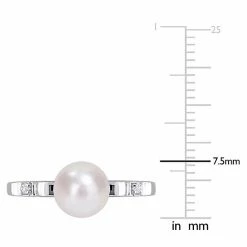 Stella Grace Sterling Silver Freshwater Cultured Pearl & Lab-Created White Sapphire Ring -Stella Grace Sales unnamed file 1997