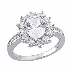 Stella Grace Sterling Silver Diamond Accent & Lab-Created White Sapphire Halo Ring