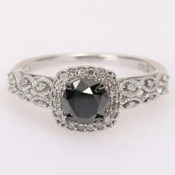 Stella Grace 10k White Gold 3/4 Carat T.W. Black And White Diamond Vintage Engagement Ring -Stella Grace Sales unnamed file 200