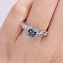 Stella Grace 10k White Gold 3/4 Carat T.W. Black And White Diamond Vintage Engagement Ring -Stella Grace Sales unnamed file 203