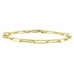 Stella Grace 18k Gold Over Silver 5 Mm Paper Clip Link Chain Bracelet 18k Gold Plated