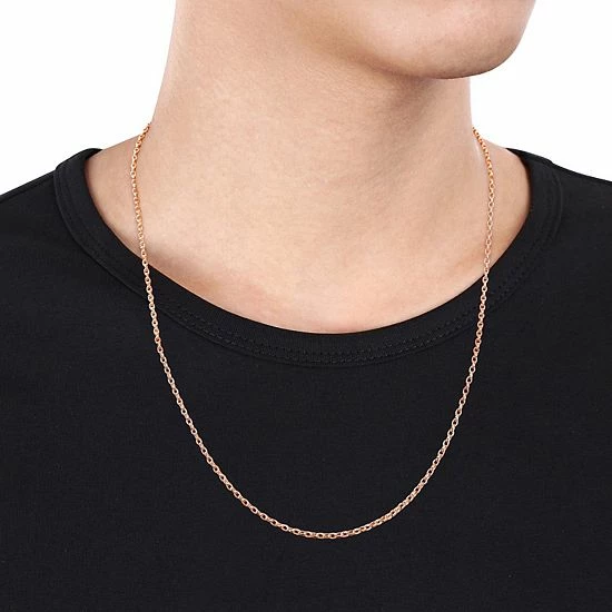 Stella Grace Men's 18k Rose Gold Plated Silver Rolo Chain Necklace 2 Stella Grace Men's 18k Rose Gold Plated Silver Rolo Chain Necklace - Image 2