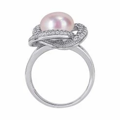 Stella Grace Sterling Silver Cubic Zirconia & Dyed Pink Freshwater Cultured Pearl Knot Ring -Stella Grace Sales unnamed file 2050
