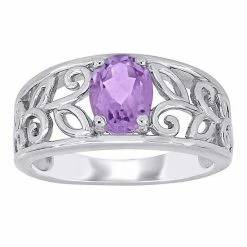 Stella Grace Sterling Silver Amethyst Filigree Ring