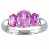 Stella Grace Sterling Silver Lab-Created Pink Sapphire 3-Stone Ring