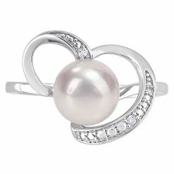 Stella Grace Sterling Silver Freshwater Cultured Pearl & Diamond Accent Heart Ring -Stella Grace Sales unnamed file 2079