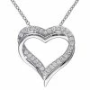 Stella Grace Sterling Silver Lab-Created White Sapphire Crossover Heart Pendant Necklace