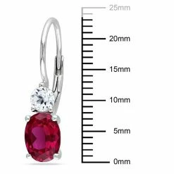 Stella Grace Sterling Silver Lab-Created Ruby And Lab-Created White Sapphire Drop Earrings -Stella Grace Sales unnamed file 2166