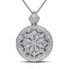 Stella Grace Sterling Silver 1/10 Carat T.W. Diamond Floral Locket Necklace