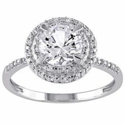 Stella Grace 10k White Gold Lab-Created White Sapphire & 1/10 Carat T.W. Diamond Halo Cocktail Ring