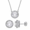 Stella Grace Sterling Silver Lab-Created White Sapphire Pendant & Earrings Set