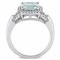 Stella Grace 10k White Gold Aquamarine & 1/6 Carat T.W. Diamond Halo Ring -Stella Grace Sales unnamed file 226