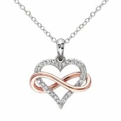 Stella Grace Two Tone Sterling Silver Diamond Accent Infinity Heart Pendant Necklace