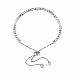 Stella Grace Sterling Silver White Topaz Bolo Bracelet