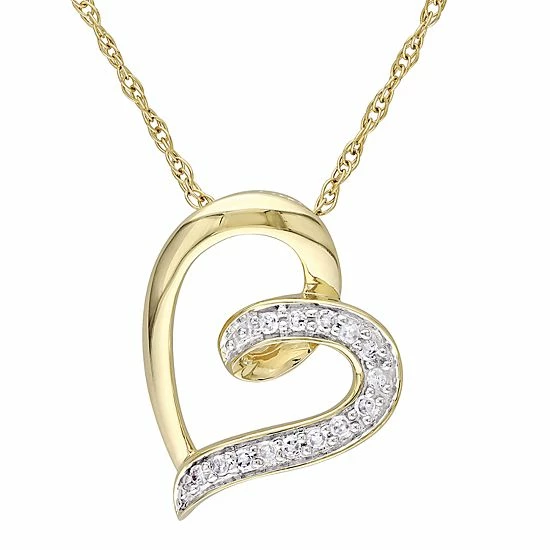 Stella Grace 10k Gold Diamond Accent Open Heart Pendant Necklace 1 Stella Grace 10k Gold Diamond Accent Open Heart Pendant Necklace