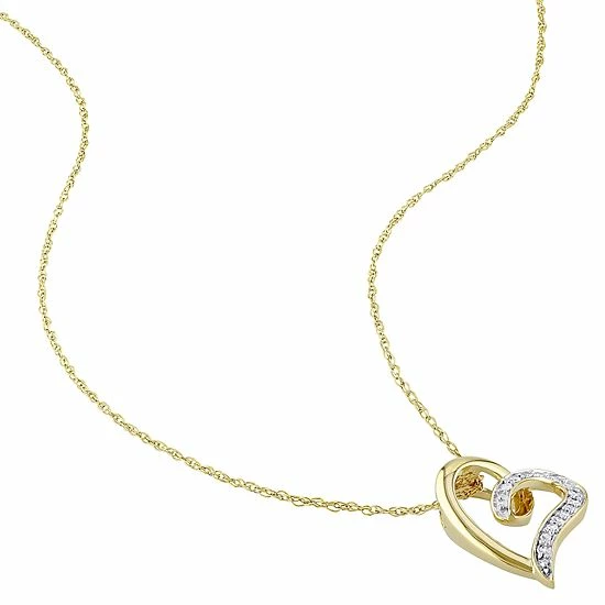 Stella Grace 10k Gold Diamond Accent Open Heart Pendant Necklace 2 Stella Grace 10k Gold Diamond Accent Open Heart Pendant Necklace - Image 2