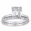 Stella Grace 10K White Gold Lab-Created White Sapphire Emerald Cut Bridal Ring Set