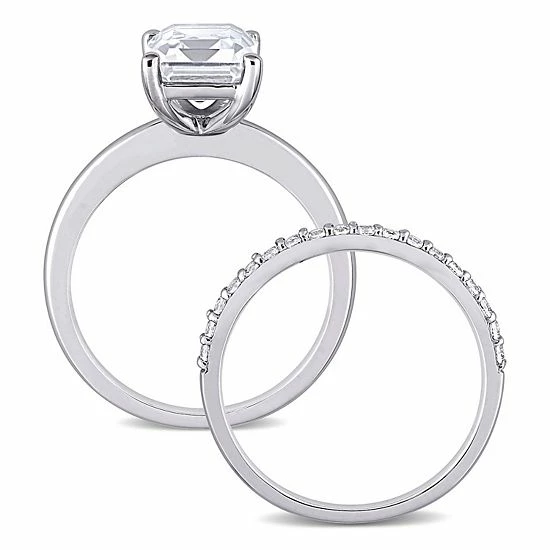 Stella Grace 10K White Gold Lab-Created White Sapphire Emerald Cut Bridal Ring Set 3 Stella Grace 10K White Gold Lab-Created White Sapphire Emerald Cut Bridal Ring Set - Image 3
