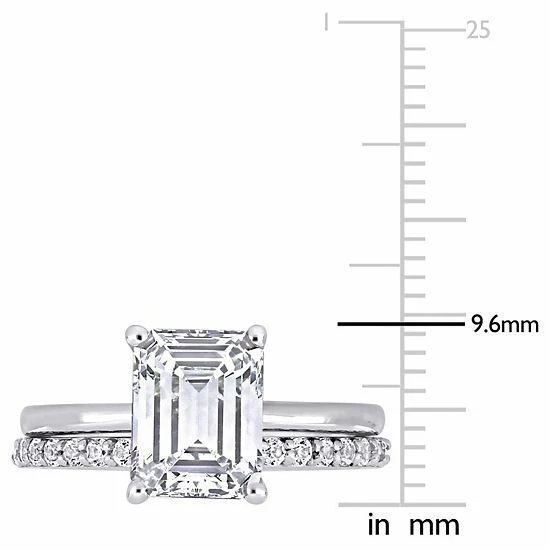 Stella Grace 10K White Gold Lab-Created White Sapphire Emerald Cut Bridal Ring Set 6 Stella Grace 10K White Gold Lab-Created White Sapphire Emerald Cut Bridal Ring Set - Image 6