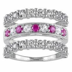 Stella Grace Sterling Silver Lab-Created Ruby & Lab-Created White Sapphire Ring Set