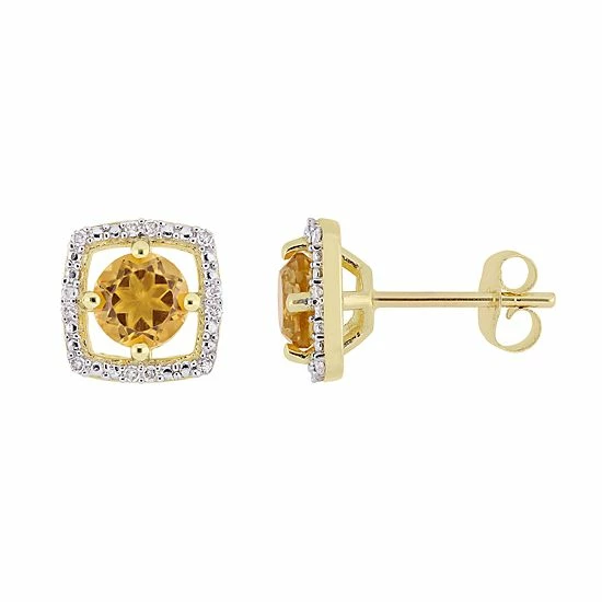Stella Grace 10K Gold Gemstone & Diamond Accent Frame Earrings Lab Created Ruby 9 Stella Grace 10K Gold Gemstone & Diamond Accent Frame Earrings Lab Created Ruby - Image 9