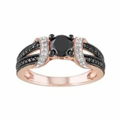 Stella Grace 10k Rose Gold 1 Carat T.W. Black & White Diamond Engagement Ring