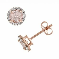 Stella Grace 10k Rose Gold Morganite And Diamond Accent Stud Earrings