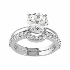 Stella Grace 10k White Gold Lab-Created White Sapphire Engagement Ring Set