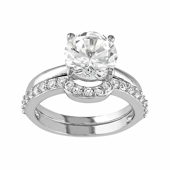 Stella Grace 10k White Gold Lab-Created White Sapphire Engagement Ring Set 1 Stella Grace 10k White Gold Lab-Created White Sapphire Engagement Ring Set