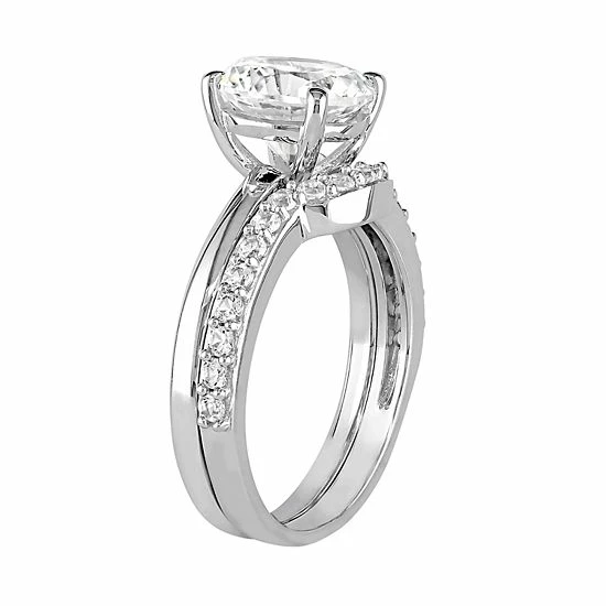Stella Grace 10k White Gold Lab-Created White Sapphire Engagement Ring Set 2 Stella Grace 10k White Gold Lab-Created White Sapphire Engagement Ring Set - Image 2