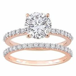 Stella Grace 10k Rose Gold Lab-Created White Sapphire Engagement Ring Set