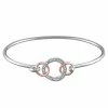 Stella Grace 2-Tone Sterling Silver 1/10 Carat T.W. Diamond Interlocking Circle Bangle Bracelet