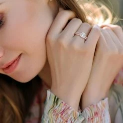 Stella Grace 10k Rose Gold Lab-Created White Sapphire Engagement Ring Set -Stella Grace Sales unnamed file 246