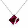 Stella Grace 10k White Gold Lab-Created Ruby Square Pendant Necklace