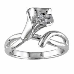 Stella Grace Sterling Silver Diamond Accent Calla Lily Ring