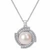 Stella Grace Sterling Silver Cubic Zirconia & Freshwater Cultured Pearl Pendant Necklace