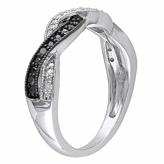 Stella Grace Sterling Silver 1/10 Carat T.W. Black & White Diamond Infinity Ring 2 Stella Grace Sterling Silver 1/10 Carat T.W. Black & White Diamond Infinity Ring - Image 2
