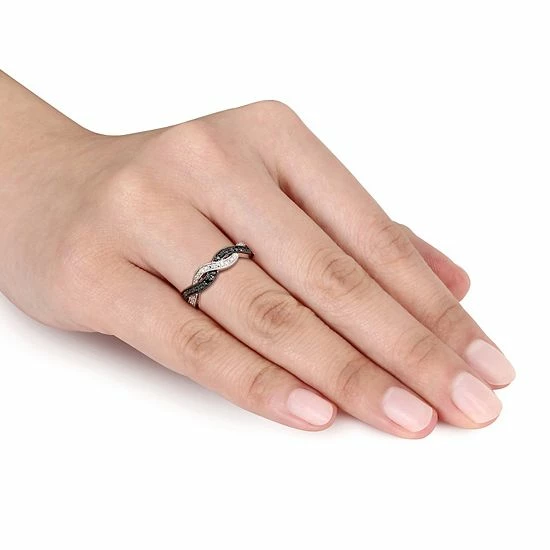 Stella Grace Sterling Silver 1/10 Carat T.W. Black & White Diamond Infinity Ring 3 Stella Grace Sterling Silver 1/10 Carat T.W. Black & White Diamond Infinity Ring - Image 3