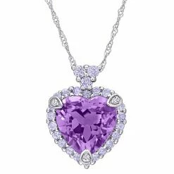 Stella Grace 10k White Gold Amethyst, Tanzanite & Diamond Accent Heart Pendant Necklace