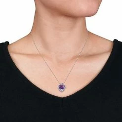 Stella Grace 10k White Gold Amethyst, Tanzanite & Diamond Accent Heart Pendant Necklace -Stella Grace Sales unnamed file 2498
