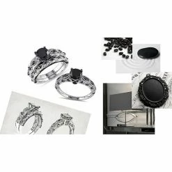 Stella Grace 10k White Gold 1 3/8 Carat T.W. Black Diamond Swirl Engagement Ring Set -Stella Grace Sales unnamed file 2506