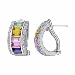 Stella Grace Sterling Silver Colorful Lab-Created Sapphire Earrings