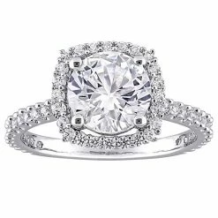 Stella Grace Sterling Silver Lab-Created White Sapphire Halo Ring