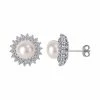 Stella Grace Sterling Silver Cubic Zirconia & Freshwater Cultured Pearl Starburst Earrings