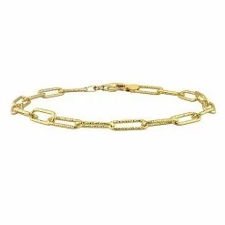 Stella Grace Men's 18k Gold Over Silver Fancy Cut Paper Clip Link Chain Bracelet 18k Gold Plated -Stella Grace Sales unnamed file 2588
