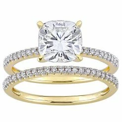 Stella Grace 14k Gold 2 Carat T.W. Lab-Created Moissanite & 1/4 Carat T.W. Diamond Engagement Ring Set