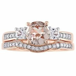 Stella Grace 10k Rose Gold Morganite, Lab-Created White Sapphire & 1/8 Carat T.W. Diamond Engagement Ring Set -Stella Grace Sales unnamed file 2603