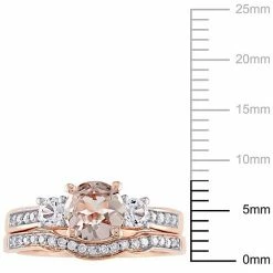 Stella Grace 10k Rose Gold Morganite, Lab-Created White Sapphire & 1/8 Carat T.W. Diamond Engagement Ring Set -Stella Grace Sales unnamed file 2604