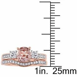 Stella Grace 10k Rose Gold Morganite, Lab-Created White Sapphire & 1/8 Carat T.W. Diamond Engagement Ring Set -Stella Grace Sales unnamed file 2606