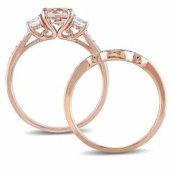 Stella Grace 10k Rose Gold Morganite, Lab-Created White Sapphire & 1/8 Carat T.W. Diamond Engagement Ring Set -Stella Grace Sales unnamed file 2607